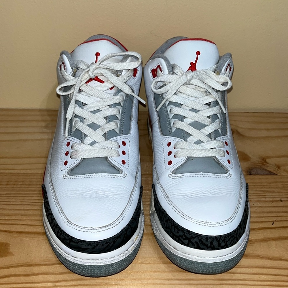2006 Nike Air Jordan Retro 3 "Fire Red" White/Grey Shoes Size 11.5 Sold As Is